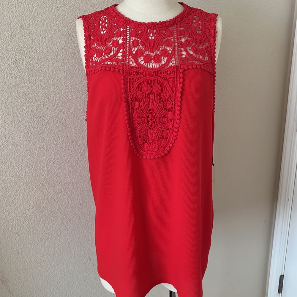 Halogen Red Lace Top Size XL